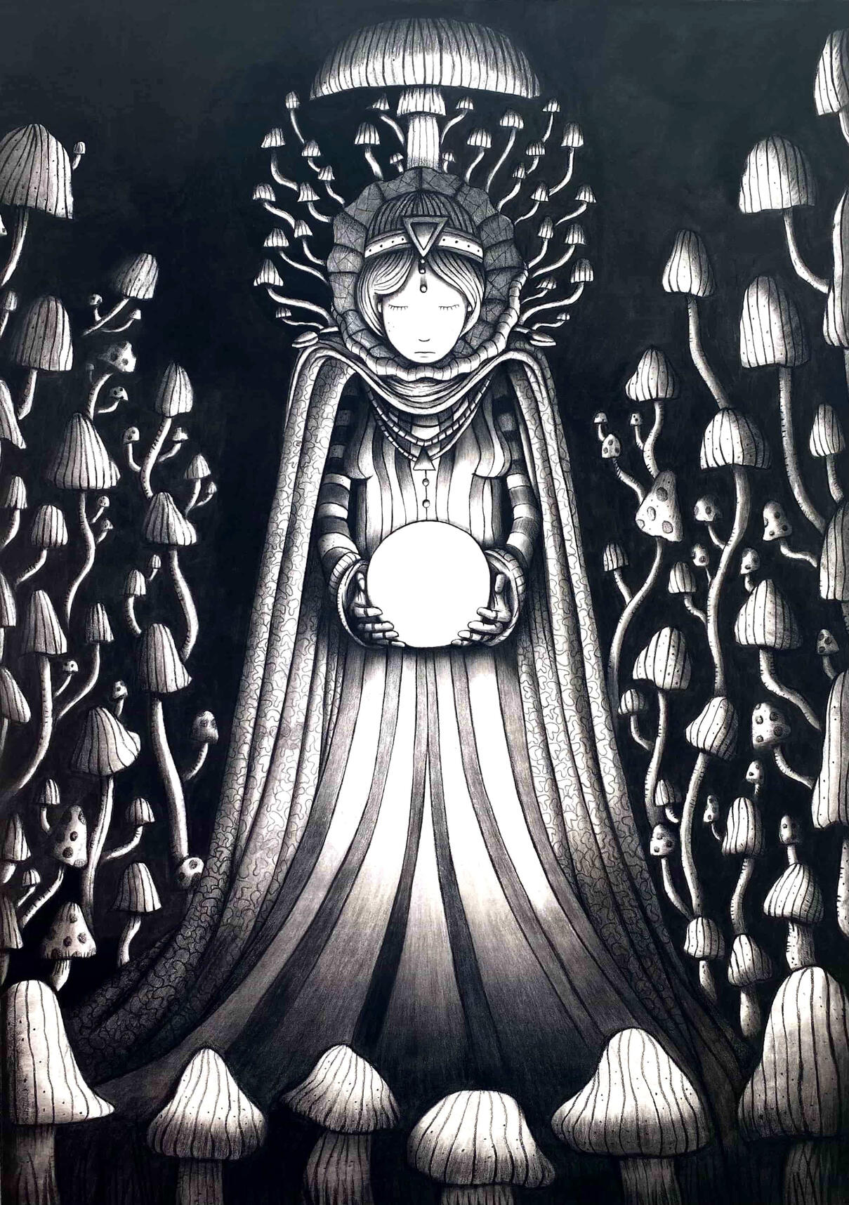 Monochrome goddess - Charcoal on paper