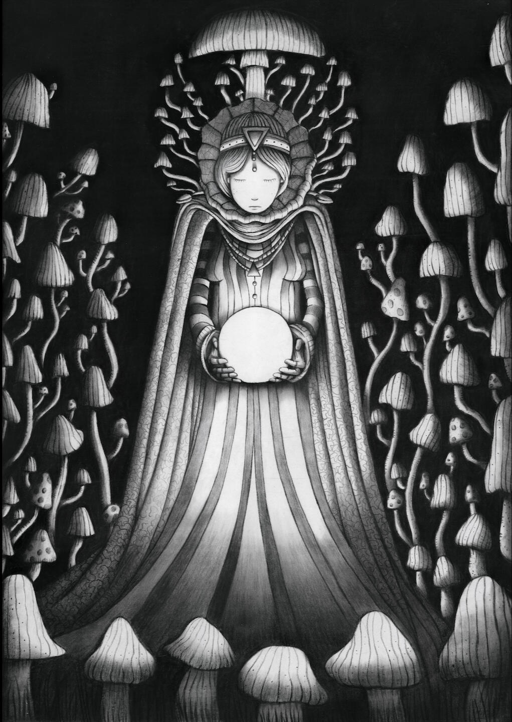 Monochrome goddess - Charcoal on paper